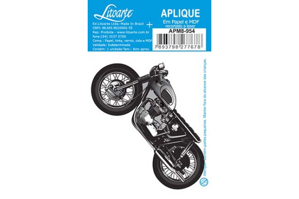 APLIQUE EM PAPEL E MDF ALT 08CM LITOARTE MOTO